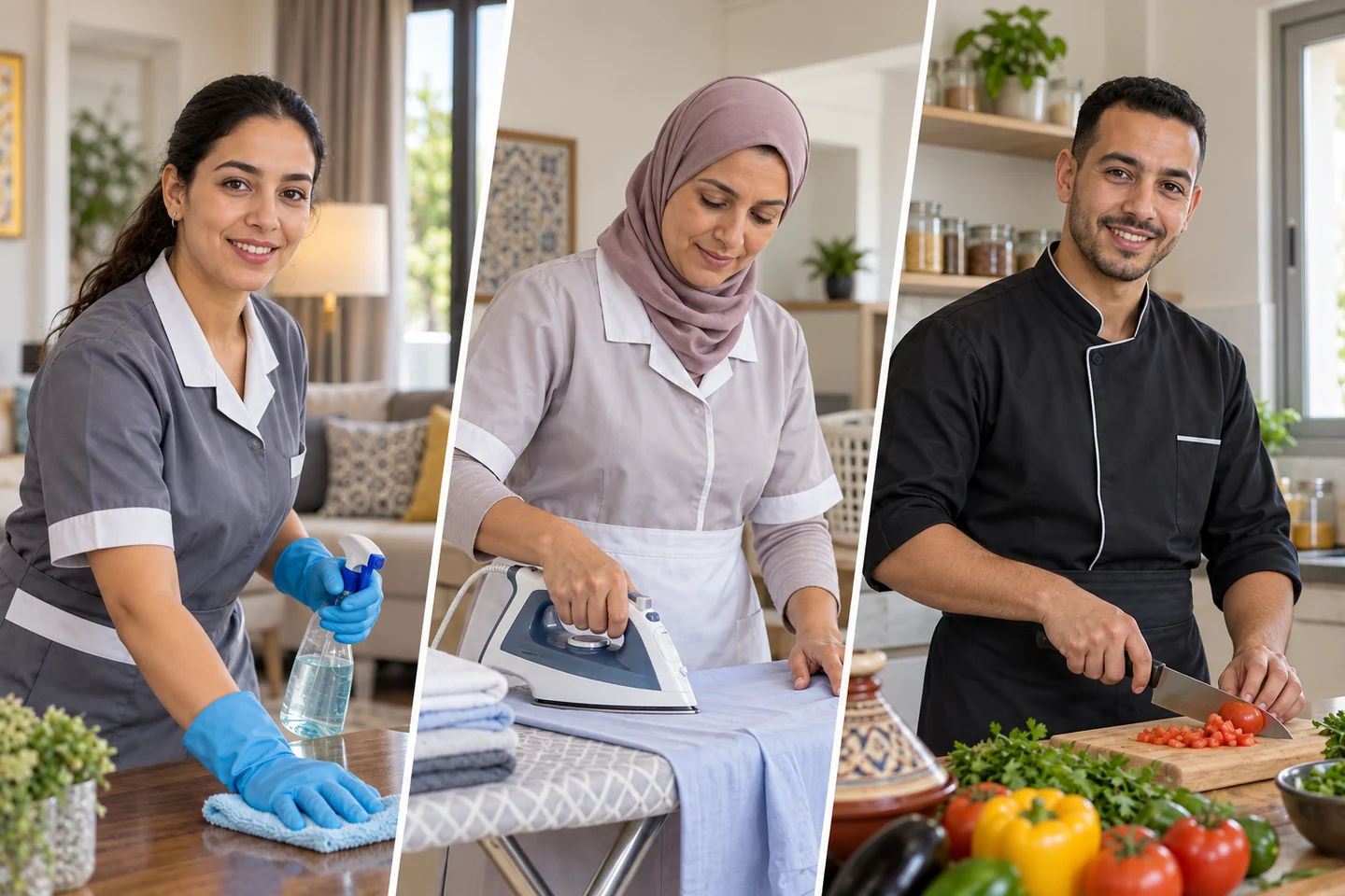 Professionnels marocains de l'entretien du domicile, de la blanchisserie et de la préparation des repas